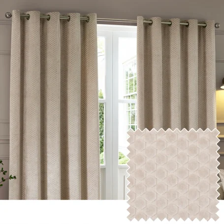 Neptune Velvet Room Darkening Eyelet Curtains Champagne