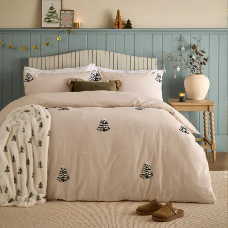 Furn Pine Tree 100% Brushed Cotton Tufted Duvet Cover Set Natural Pine Tree 100% Brushed Cotton Tufted Duvet Cover Set Natural