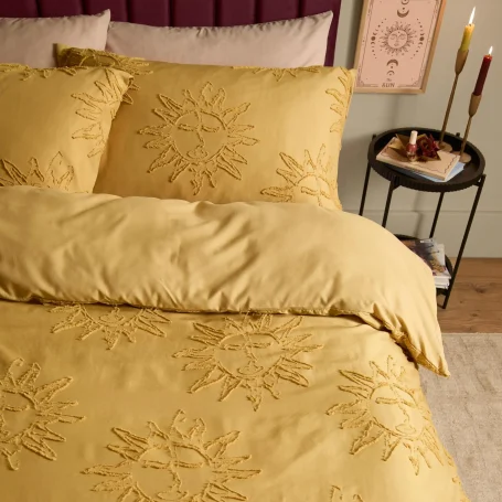Suns Soft Tufted Duvet Cover Set Gold
