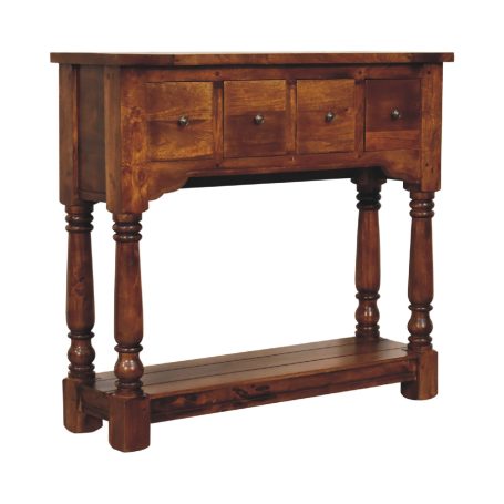 Chestnut 4 Drawer Console Table​
​
Artisan Furniture

The perfect piece of furniture for any living space is this narrow console table